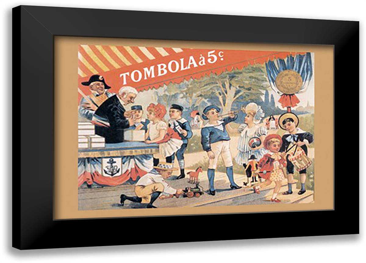 Tombola 22x16 Black Modern Wood Framed Art Print Poster