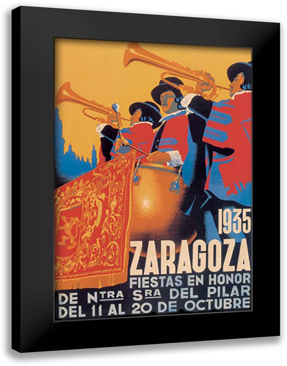 Zaragoza 16x22 Black Modern Wood Framed Art Print Poster by Evillermo