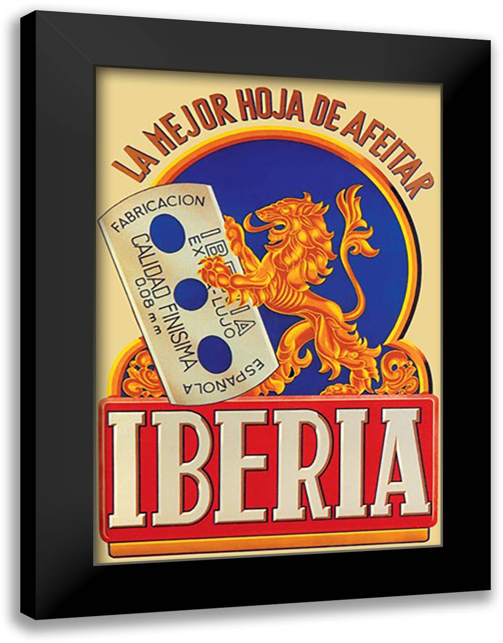 Iberia Razor 16x22 Black Modern Wood Framed Art Print Poster