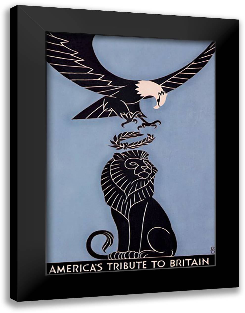 America's Tribute to Britain 16x22 Black Modern Wood Framed Art Print Poster by Cooper, Fred G.
