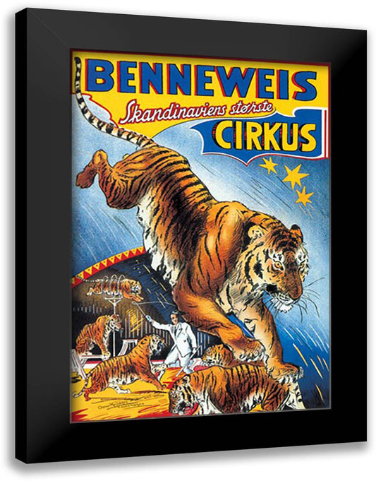 Benneweis Circus 16x22 Black Modern Wood Framed Art Print Poster by Knudsen, Oscar