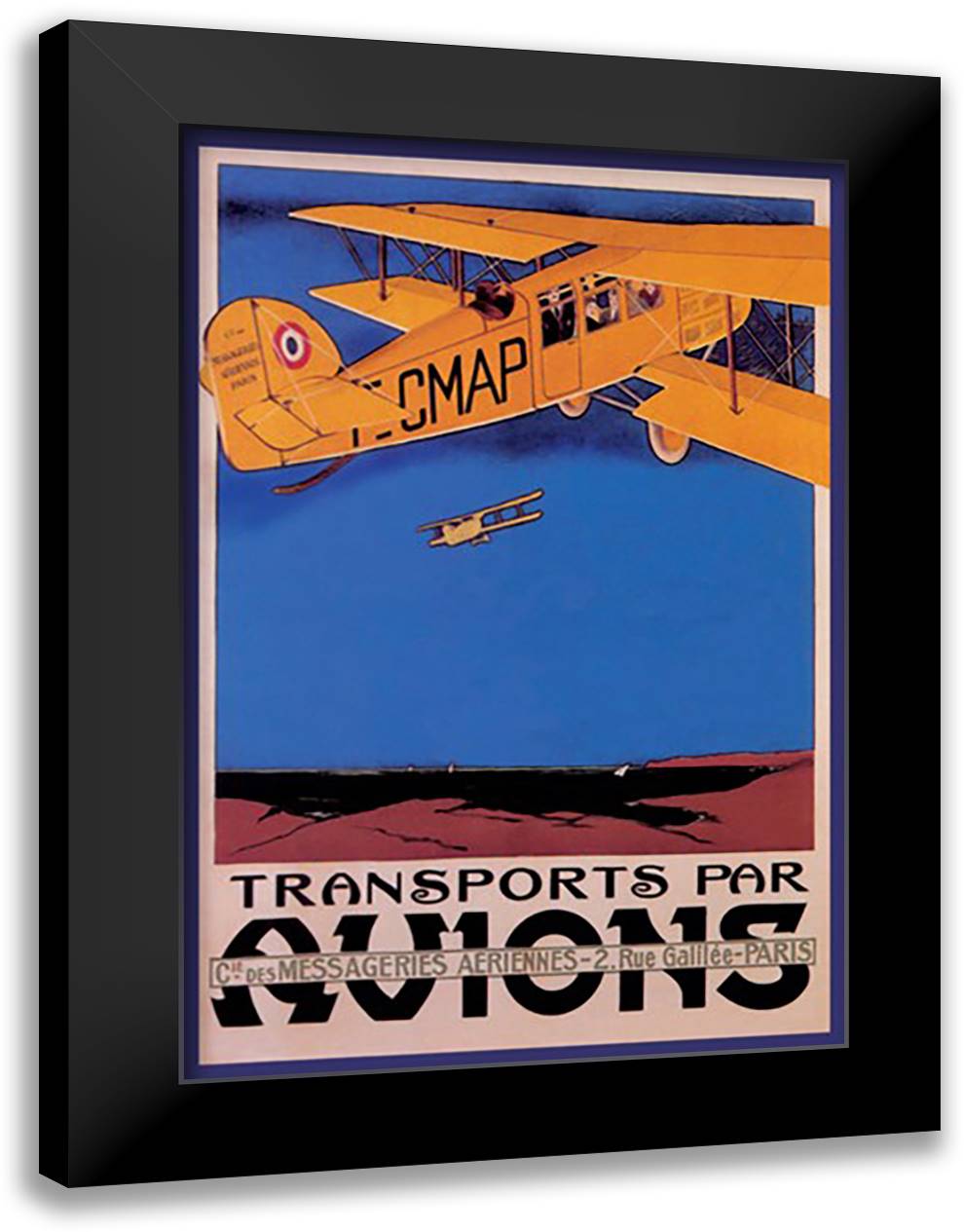 Transports par Avions 16x22 Black Modern Wood Framed Art Print Poster by Terrando