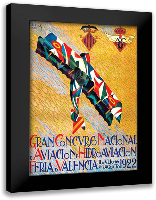 Gran Concurso Nacional de Aviacion y Hidroaviacion 16x22 Black Modern Wood Framed Art Print Poster by Abad, Santiago Carriellero