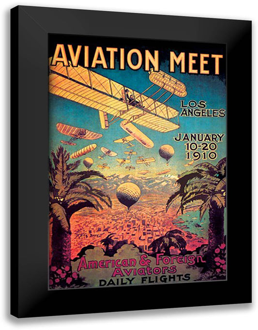 Aviation Meet in Los Angeles 16x22 Black Modern Wood Framed Art Print Poster