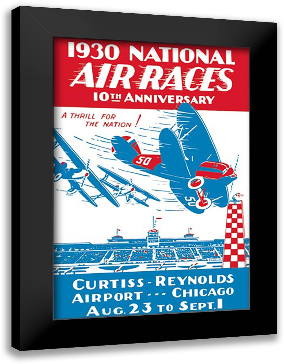 National Air Races 1930 16x22 Black Modern Wood Framed Art Print Poster