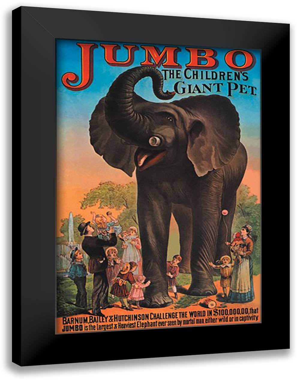 Jumbo - The Children's Giant Pet 16x22 Black Modern Wood Framed Art Print Poster