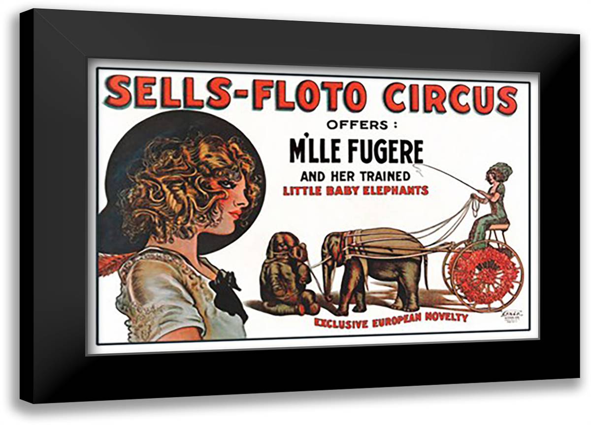 Sells-Floto Circus 22x16 Black Modern Wood Framed Art Print Poster