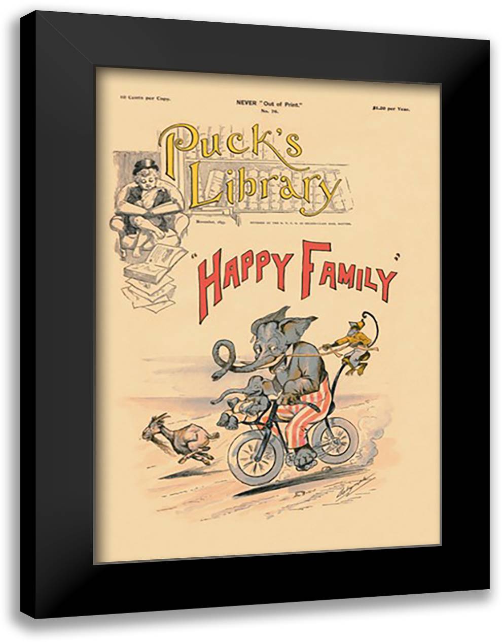 Happy Family 16x22 Black Modern Wood Framed Art Print Poster