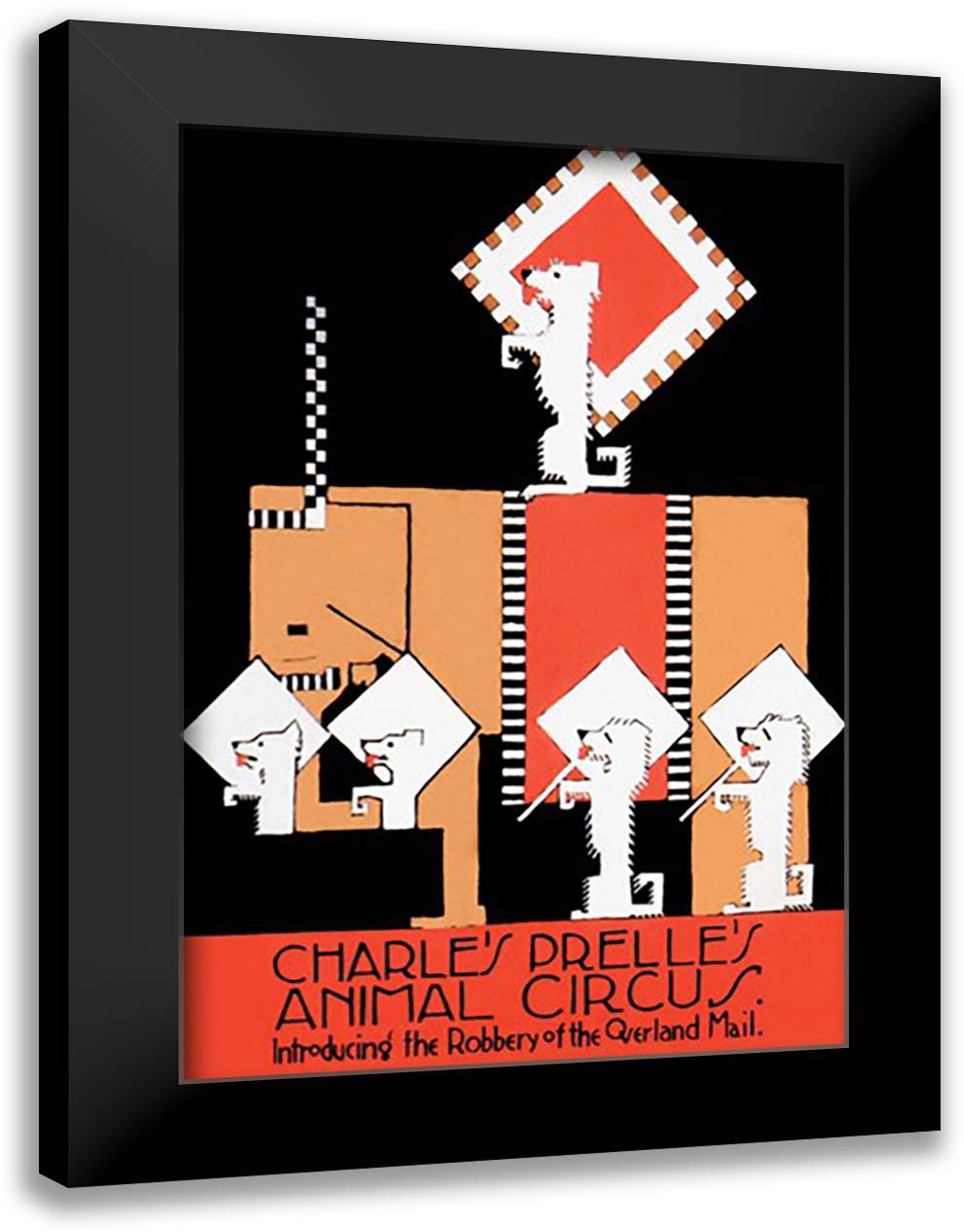 Charles Prelle's Animal Circus 16x22 Black Modern Wood Framed Art Print Poster