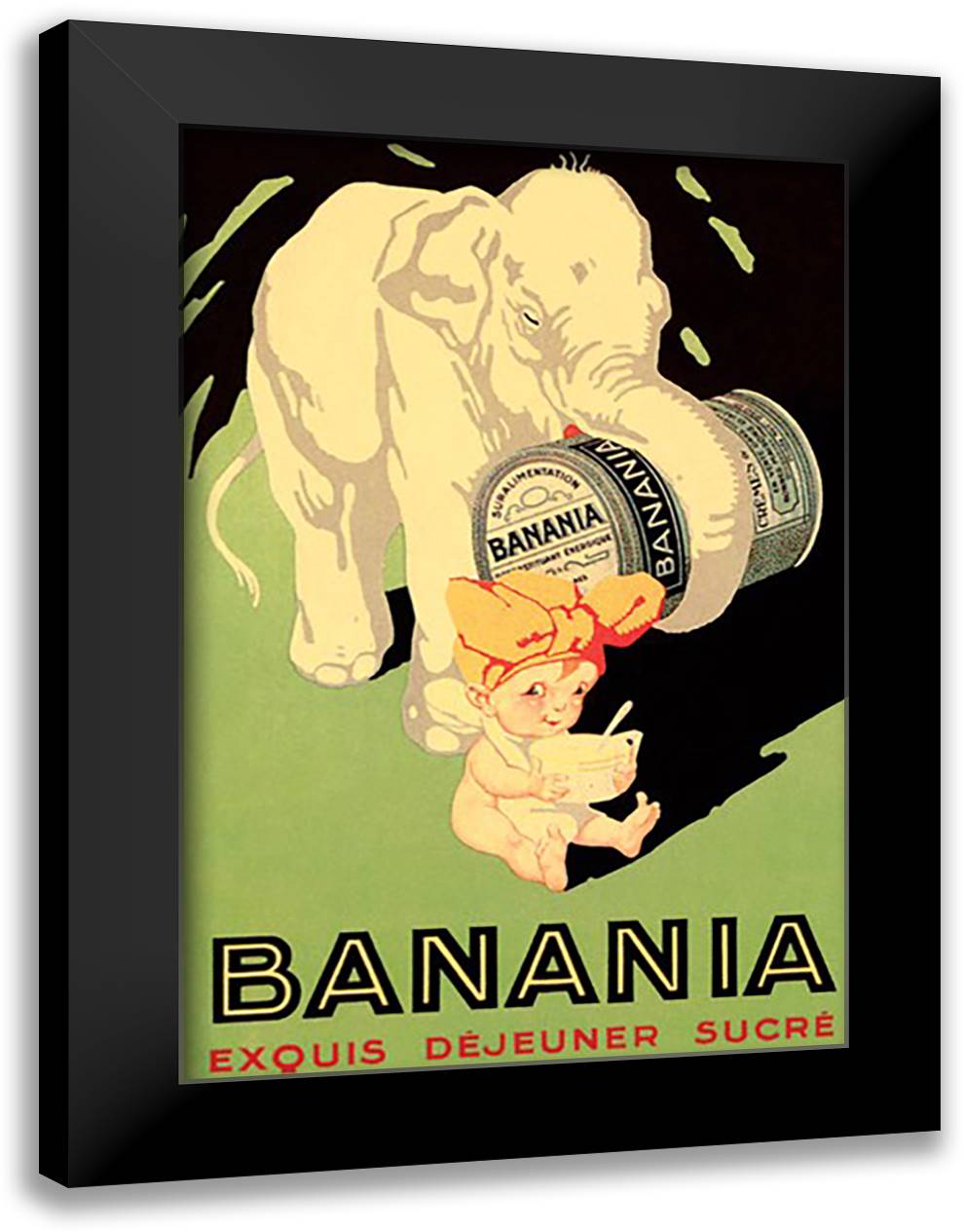 Banania - Exquis Dejeuner Sucre 16x22 Black Modern Wood Framed Art Print Poster