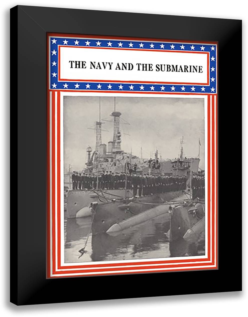 Navy and the Submarine 16x22 Black Modern Wood Framed Art Print Poster