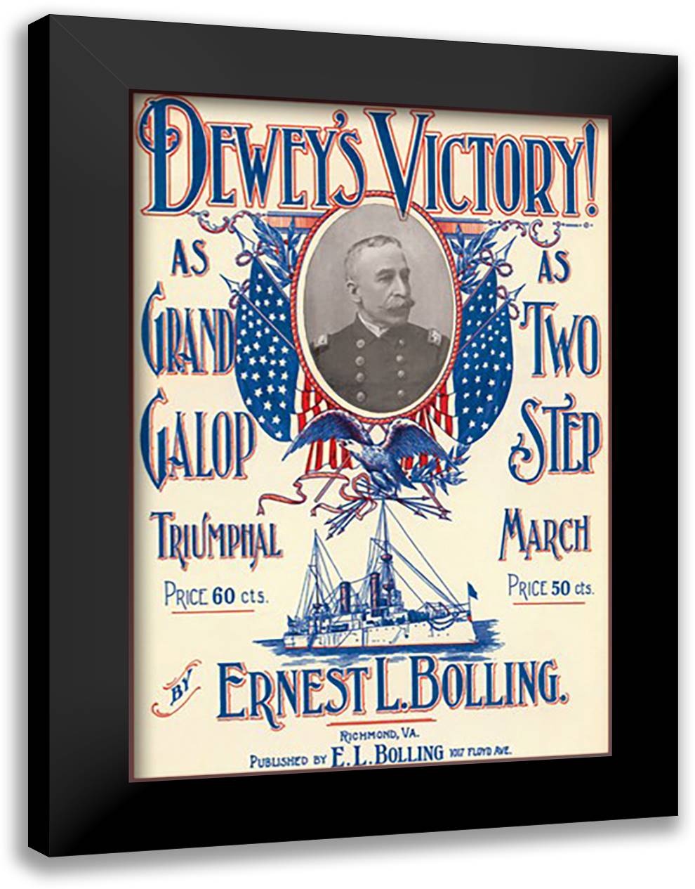 Dewey's Victory 16x22 Black Modern Wood Framed Art Print Poster