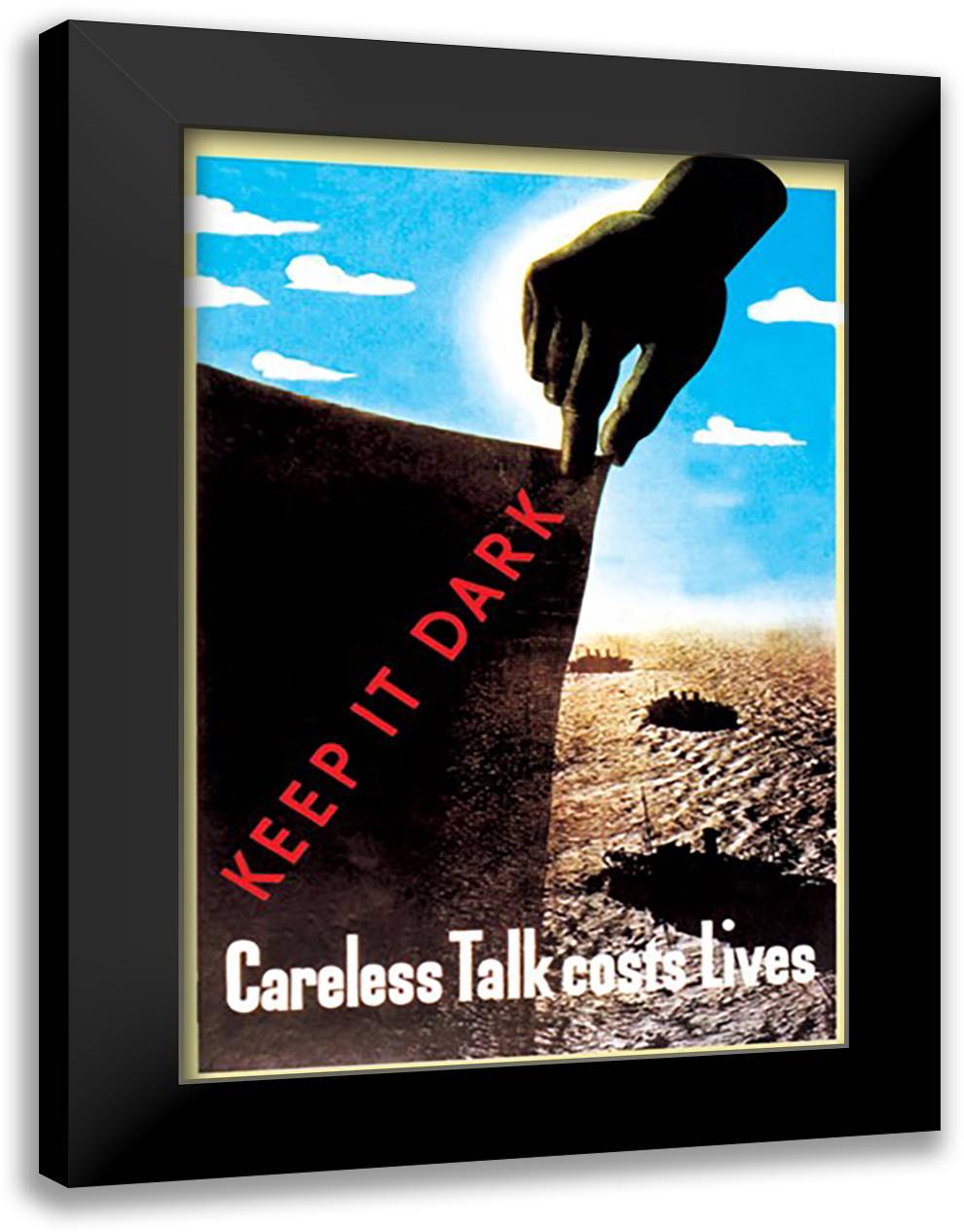 Careless Talk Costs Lives 16x22 Black Modern Wood Framed Art Print Poster