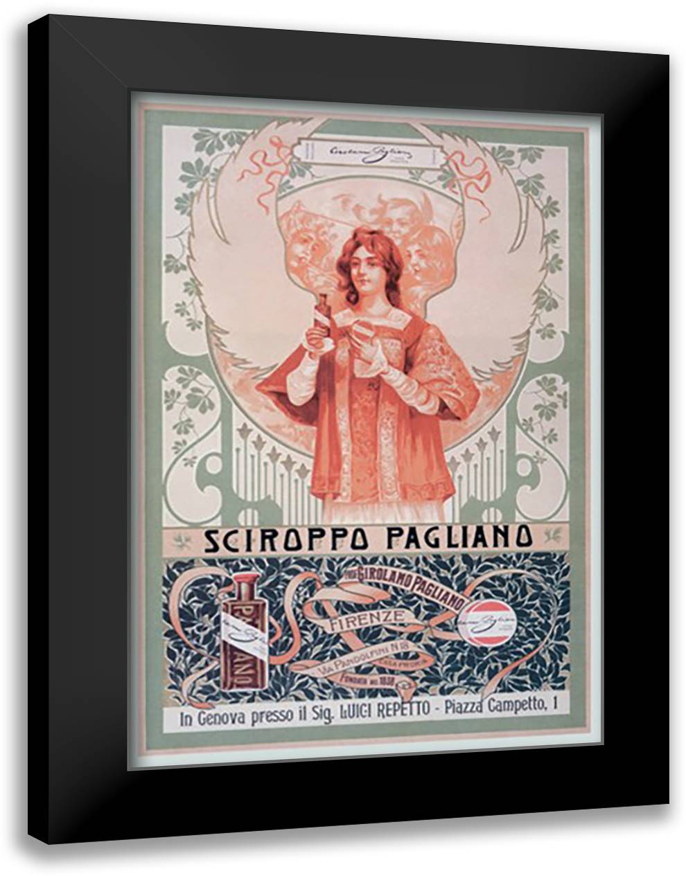 Pagliano 16x22 Black Modern Wood Framed Art Print Poster