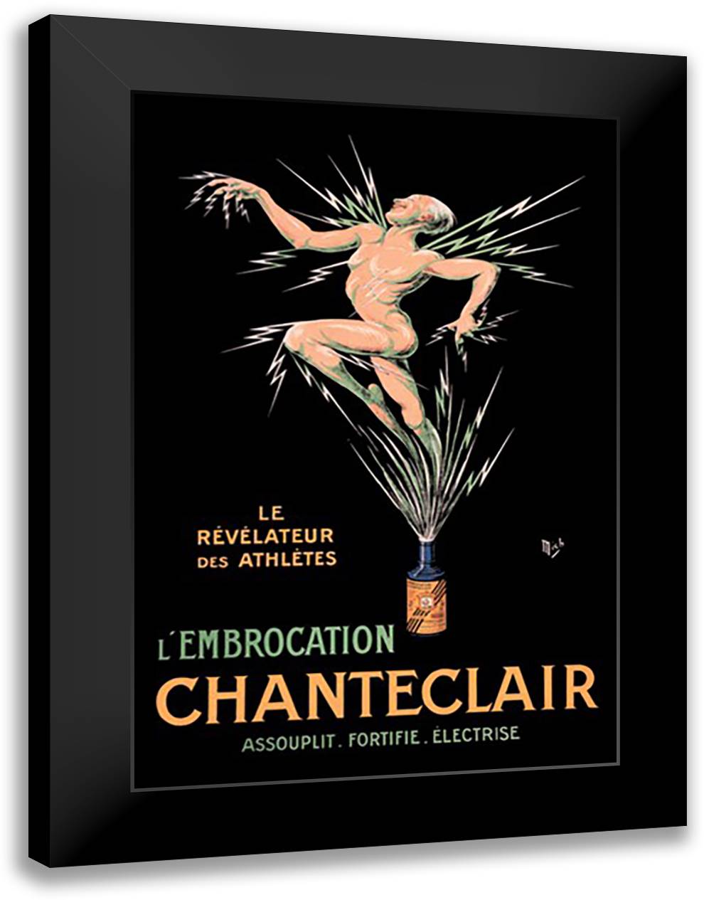 Embrocation Chanteclair 16x22 Black Modern Wood Framed Art Print Poster by Liebeaux, Michel