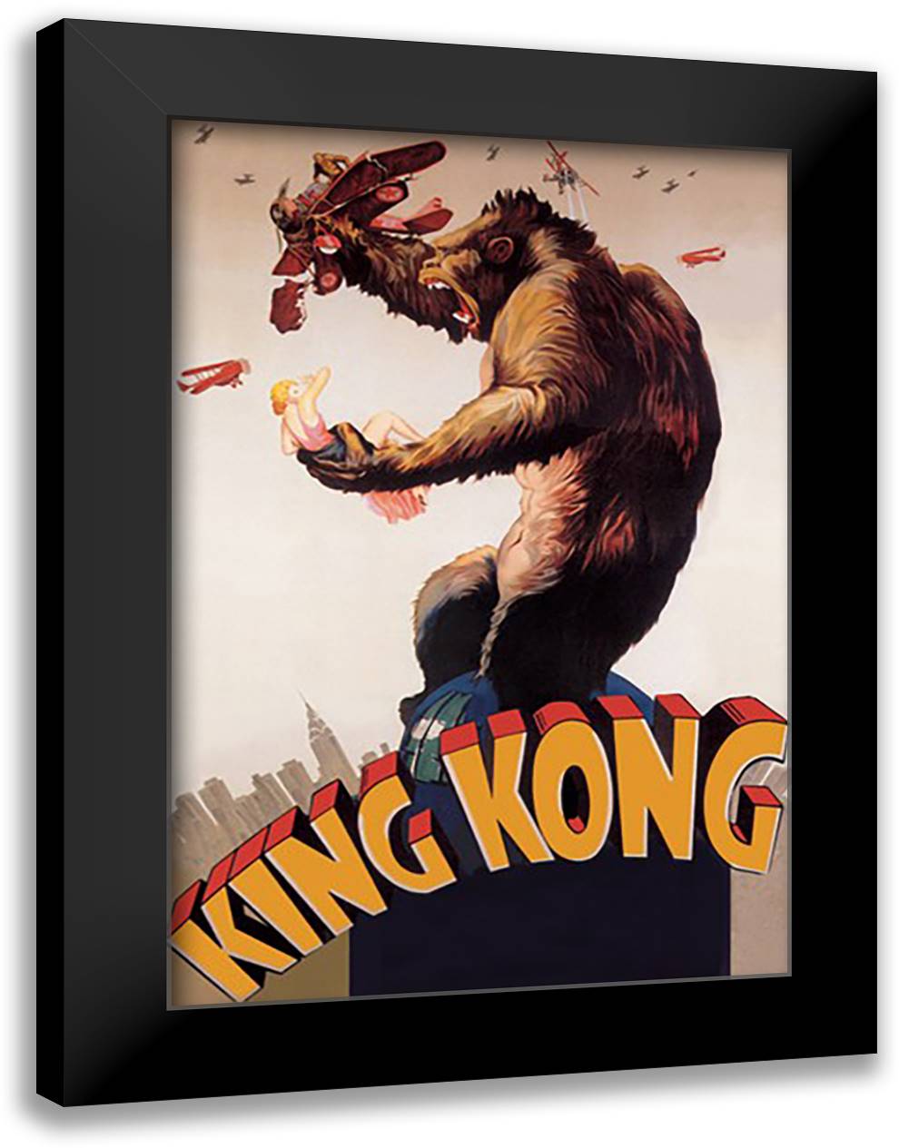 King Kong 16x22 Black Modern Wood Framed Art Print Poster