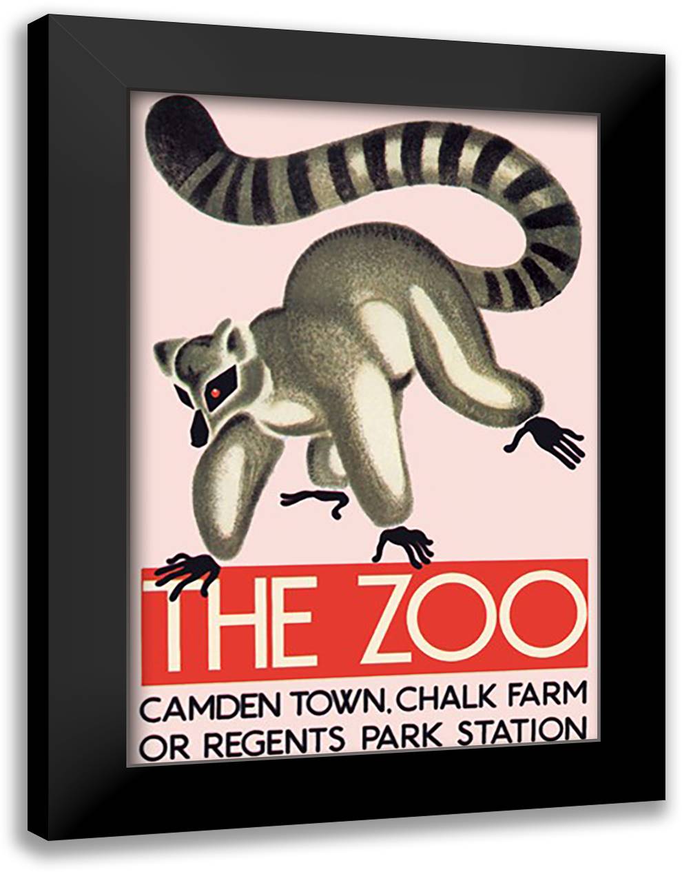 Lemur 16x22 Black Modern Wood Framed Art Print Poster