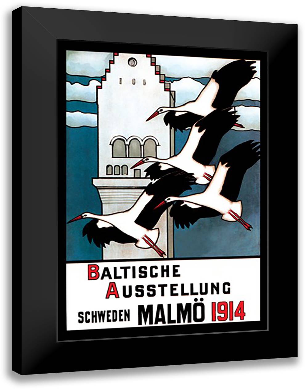 Baltische Ausstellung 16x22 Black Modern Wood Framed Art Print Poster by Norlind, E.