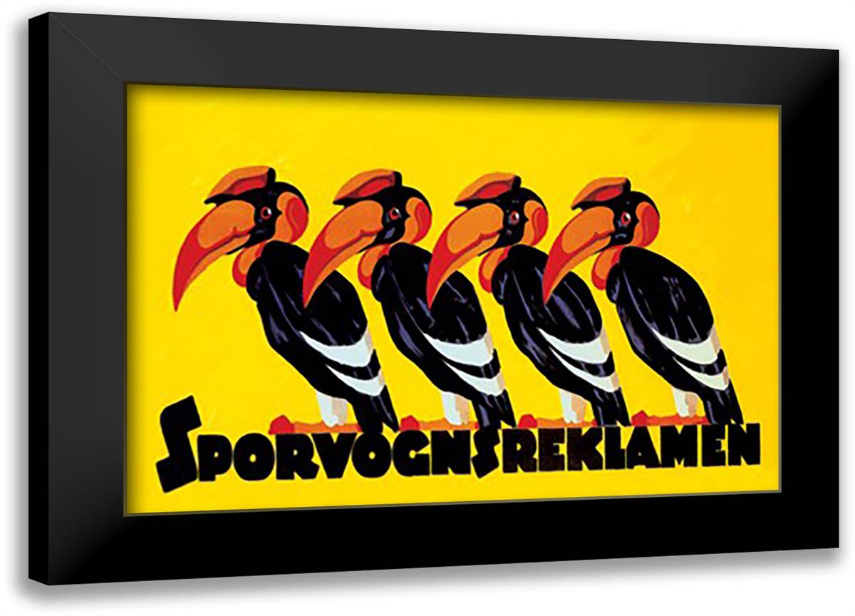 Sporvognsreklamen 22x16 Black Modern Wood Framed Art Print Poster by Henriksen, Sven