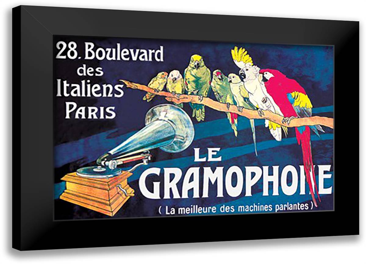 Gramophone 22x16 Black Modern Wood Framed Art Print Poster by Bombled