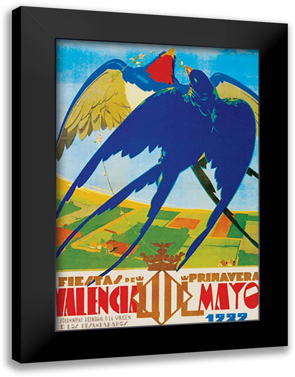 Fiestas de Primavera 16x22 Black Modern Wood Framed Art Print Poster by Cabellon, J. Canet