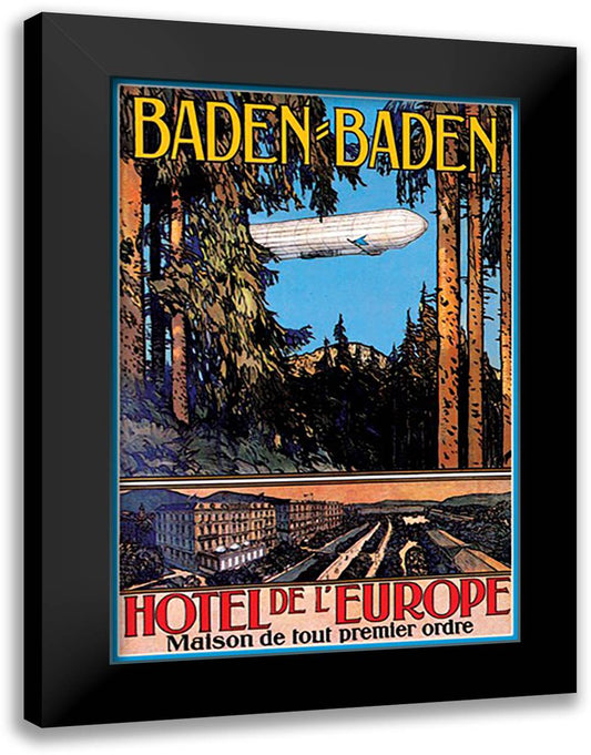 Baden-Baden - Hotel de l'Europe 16x22 Black Modern Wood Framed Art Print Poster