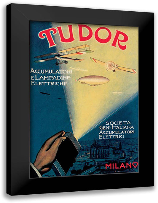 Flying Machines in the Spotlight 16x22 Black Modern Wood Framed Art Print Poster