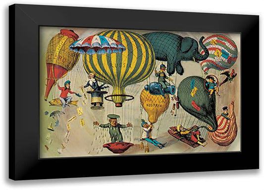 Balloonists as Symbols of Nationalism 22x16 Black Modern Wood Framed Art Print Poster