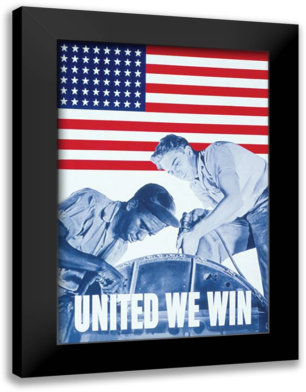 United We Win 16x22 Black Modern Wood Framed Art Print Poster