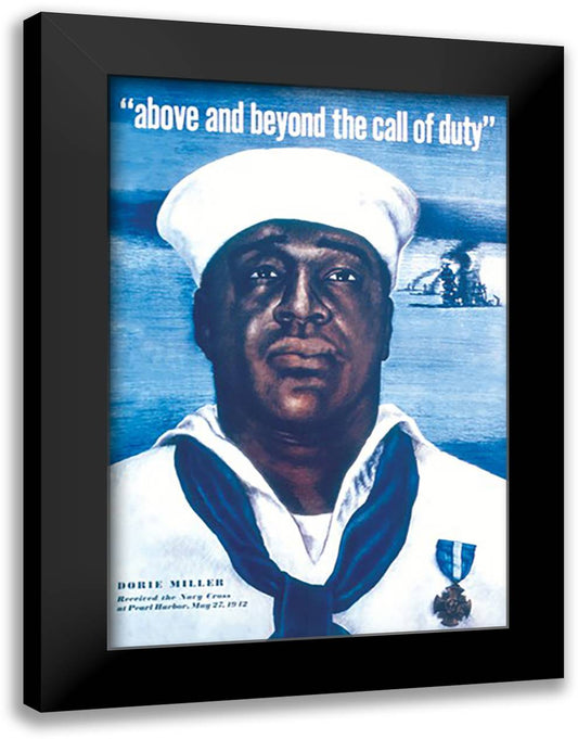 Above and Beyond the Call of Duty 16x22 Black Modern Wood Framed Art Print Poster