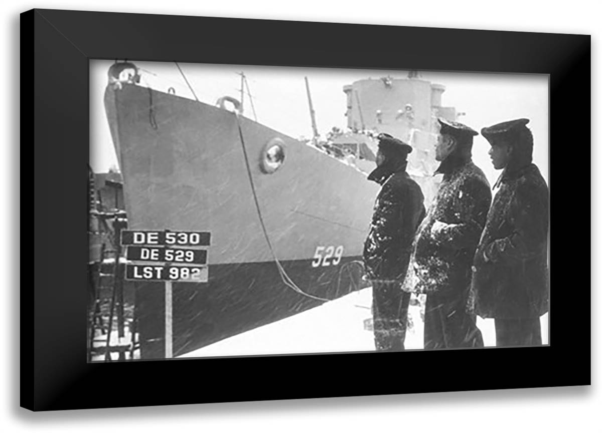 Negro Sailors of the USS Mason 22x16 Black Modern Wood Framed Art Print Poster