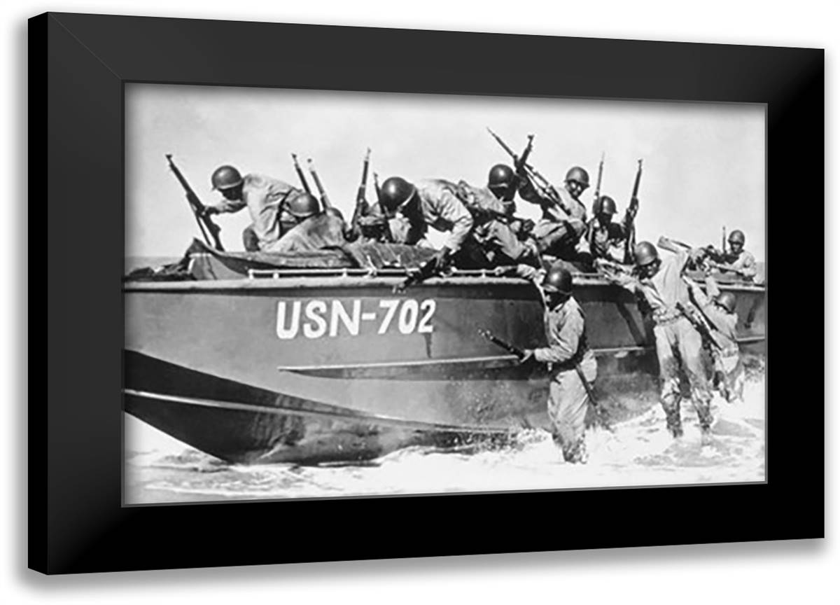 Clamber Ashore 22x16 Black Modern Wood Framed Art Print Poster