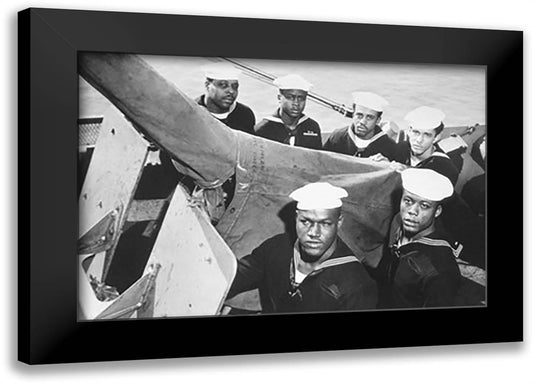 Guncrew Stands at Battle Station 22x16 Black Modern Wood Framed Art Print Poster