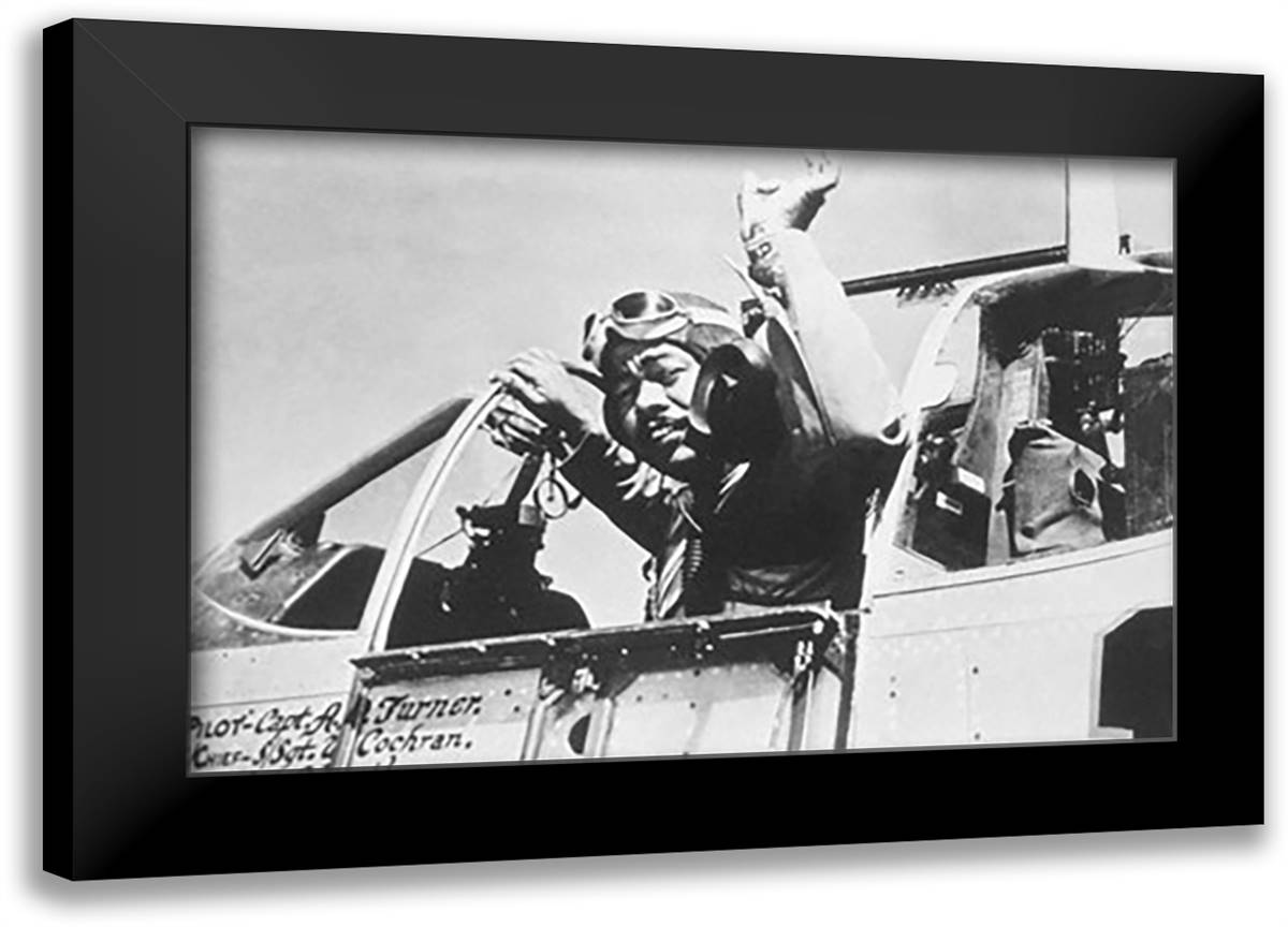 Signaling to Ground Crew Before Taking Off 22x16 Black Modern Wood Framed Art Print Poster