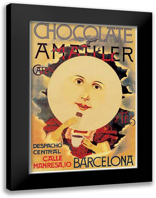 Chocolate Amatller: Barcelona (Moon) 16x22 Black Modern Wood Framed Art Print Poster