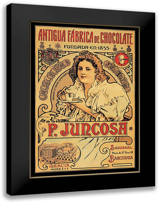 Antigua Fabrica de Chocolate: P. Juncosa 16x22 Black Modern Wood Framed Art Print Poster