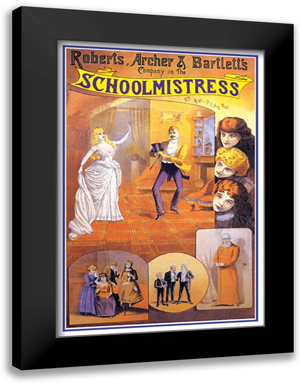 Schoolmistress 16x22 Black Modern Wood Framed Art Print Poster by Creber, Theophilus