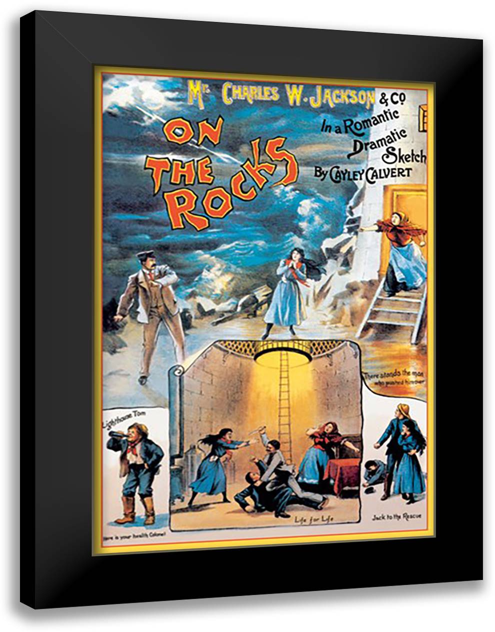 On the Rocks 16x22 Black Modern Wood Framed Art Print Poster by Fischer, Emil Paul