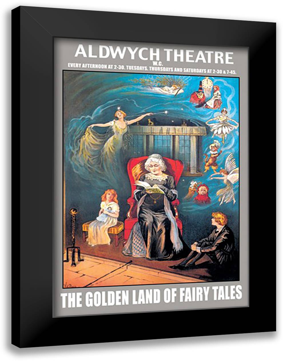 Golden Land of Fairy Tales at the Aldwych Theatre 16x22 Black Modern Wood Framed Art Print Poster by Prince, Val