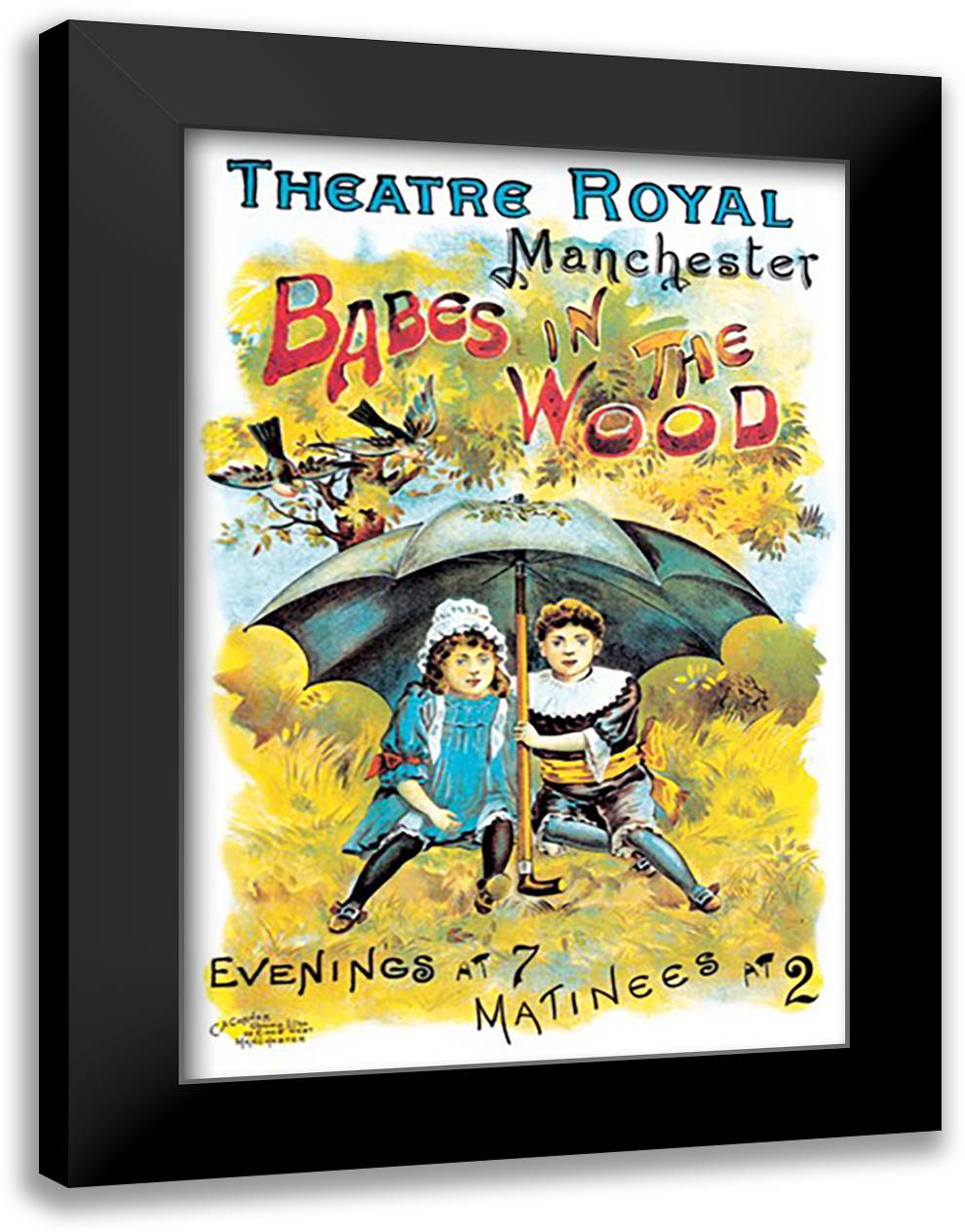 Babes in the Wood at the Theatre Royal Manchester 16x22 Black Modern Wood Framed Art Print Poster by Cooper, Charles Norris