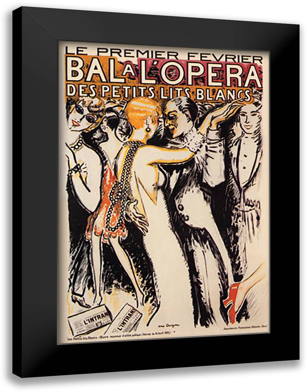 Bal a l'Opera 16x22 Black Modern Wood Framed Art Print Poster