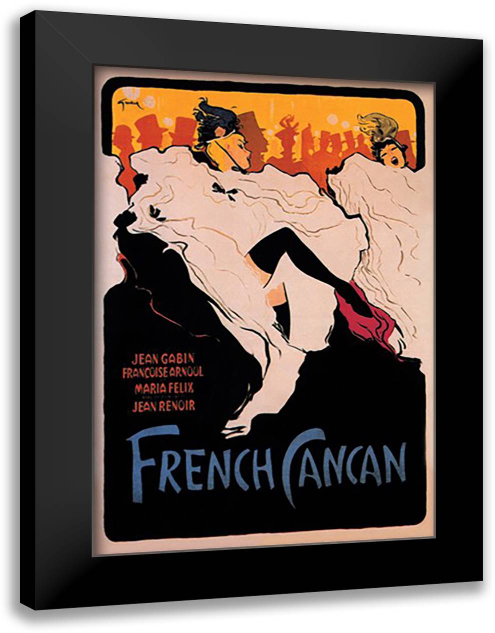 French Cancan 16x22 Black Modern Wood Framed Art Print Poster