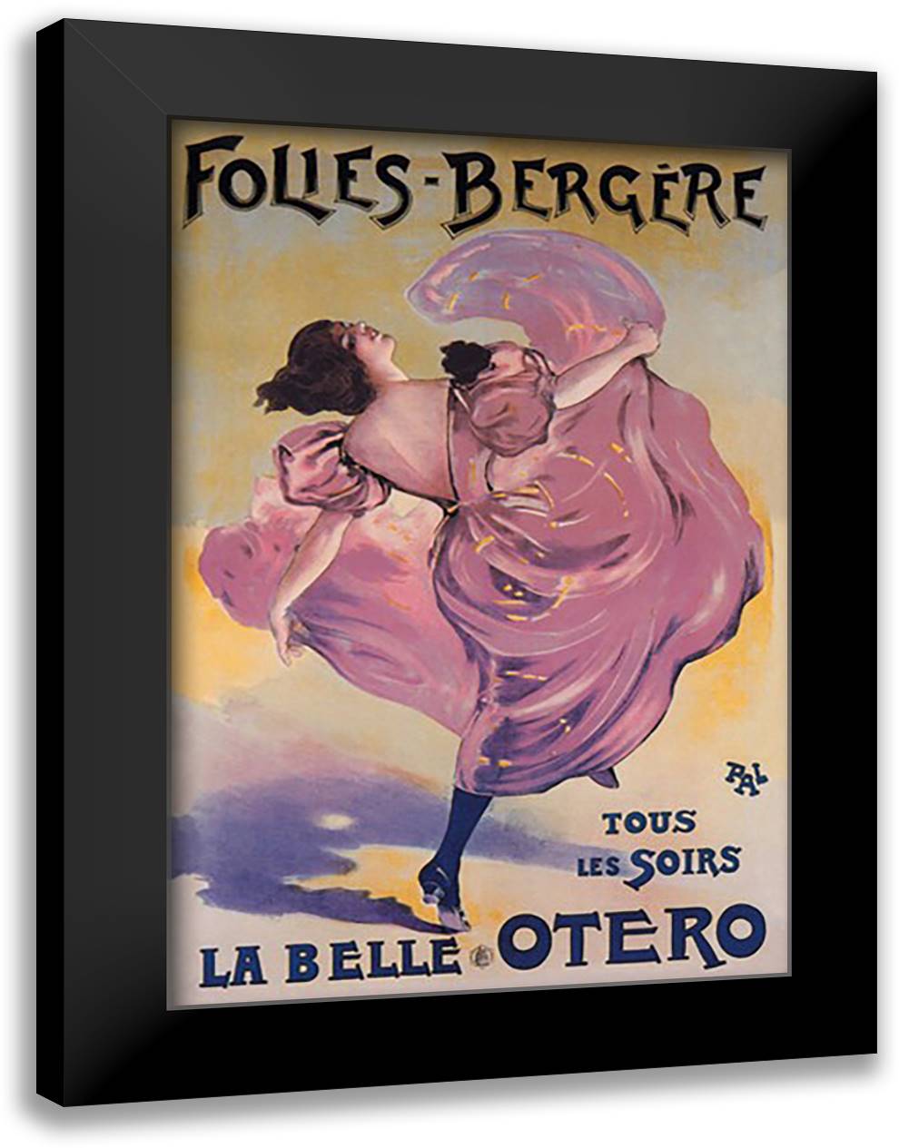 Belle Otero: Folies-Bergere 16x22 Black Modern Wood Framed Art Print Poster