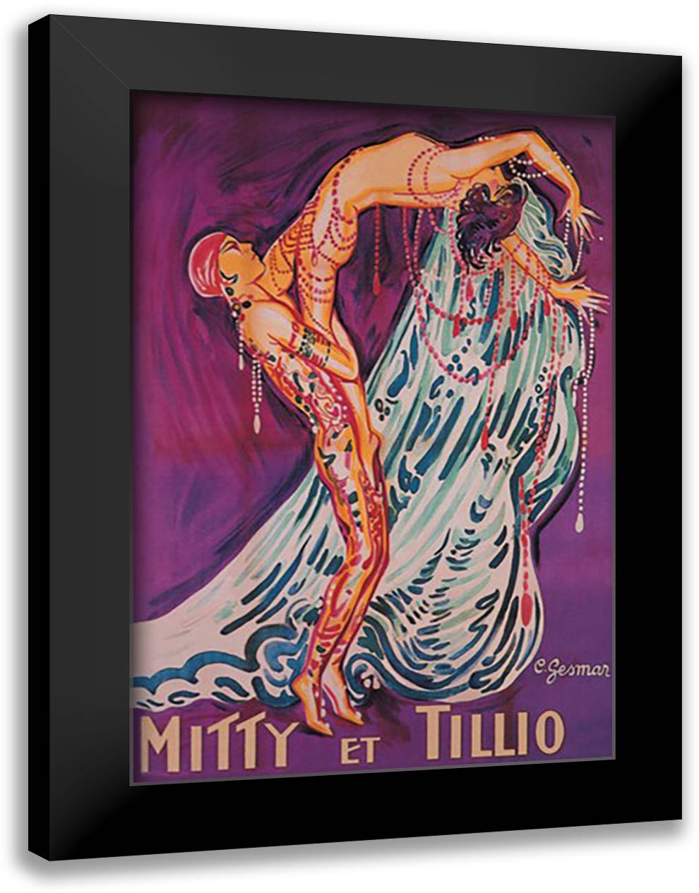 Mitty et Tillio 16x22 Black Modern Wood Framed Art Print Poster by Gesmar, Charles