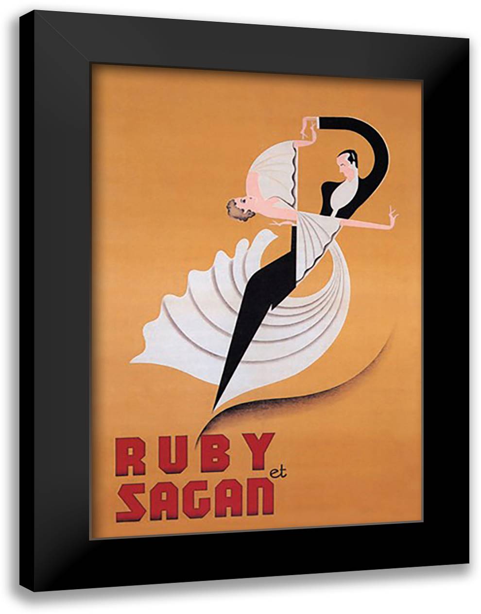 Ruby et Sagan 16x22 Black Modern Wood Framed Art Print Poster