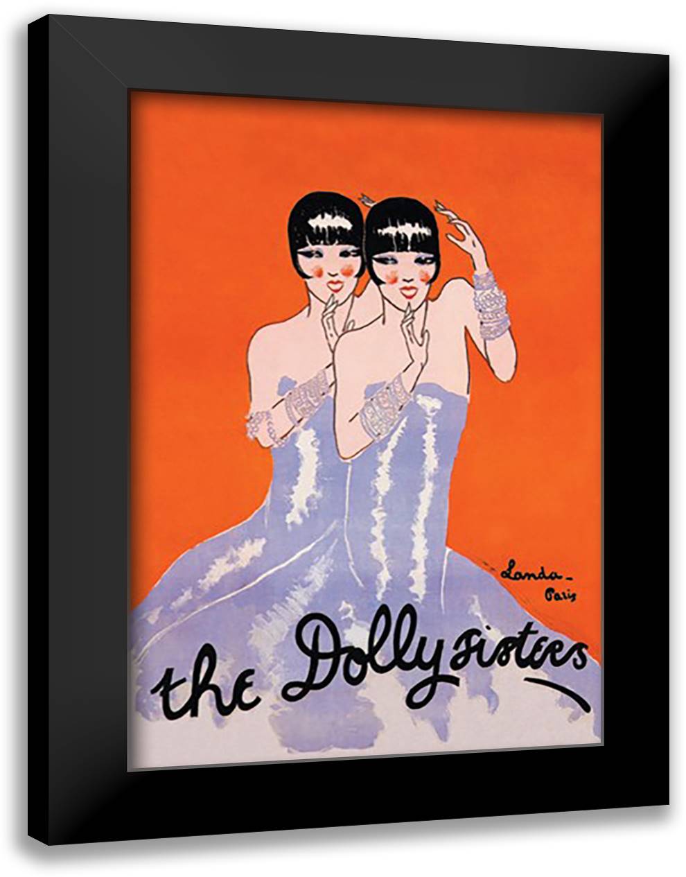 Dolly Sisters 16x22 Black Modern Wood Framed Art Print Poster by Landa