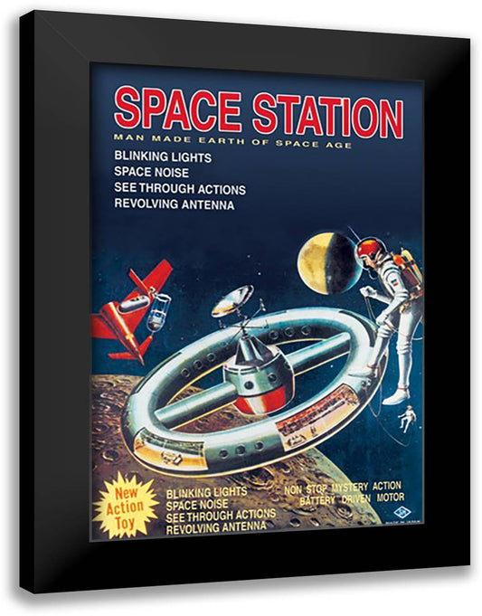 Space Station 16x22 Black Modern Wood Framed Art Print Poster