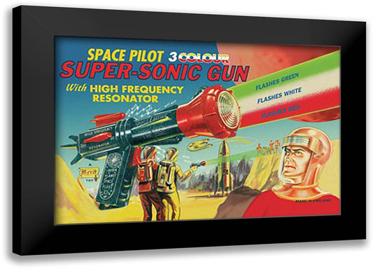 Space Pilot Super-Sonic Gun 22x16 Black Modern Wood Framed Art Print Poster