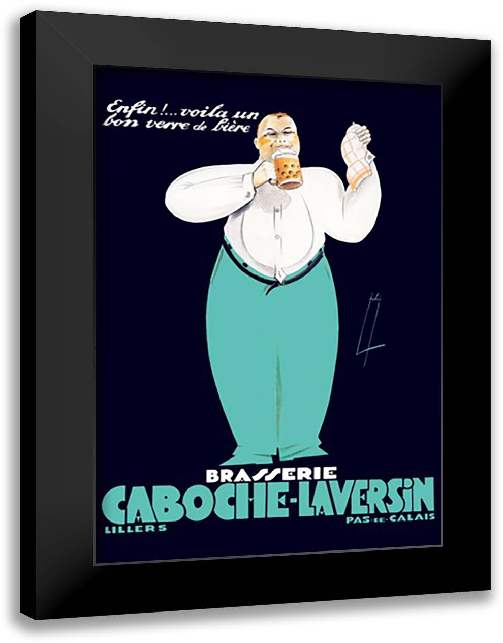 Brasserie Caboche-Laversin 16x22 Black Modern Wood Framed Art Print Poster