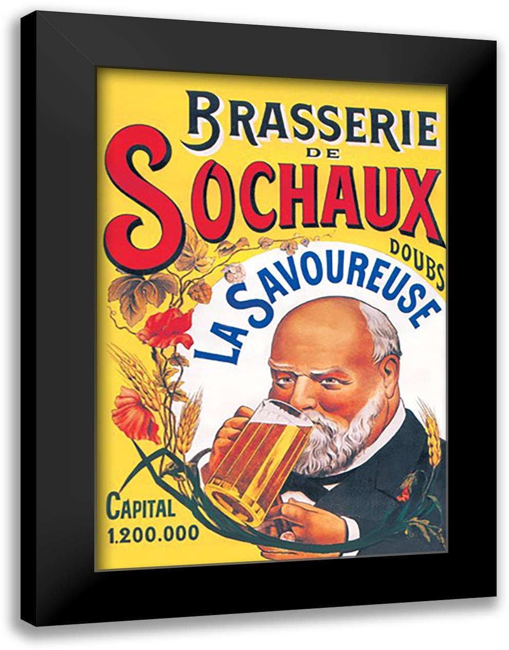 Brasserie de Sochaux 16x22 Black Modern Wood Framed Art Print Poster